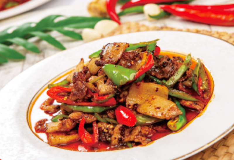 Stir-fried pork with soy sauce